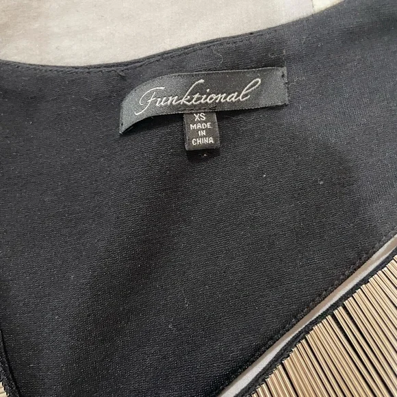 Chic Asymmetrical Black Dress with Silver Accents by Functional - Picture 2 of 6